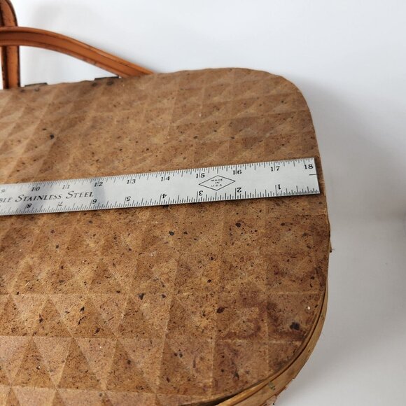 Vintage Red Man Wicker Picnic Basket 12 x 18 Wood Hinged Lid & Metal Handles USA - Picture 4 of 10